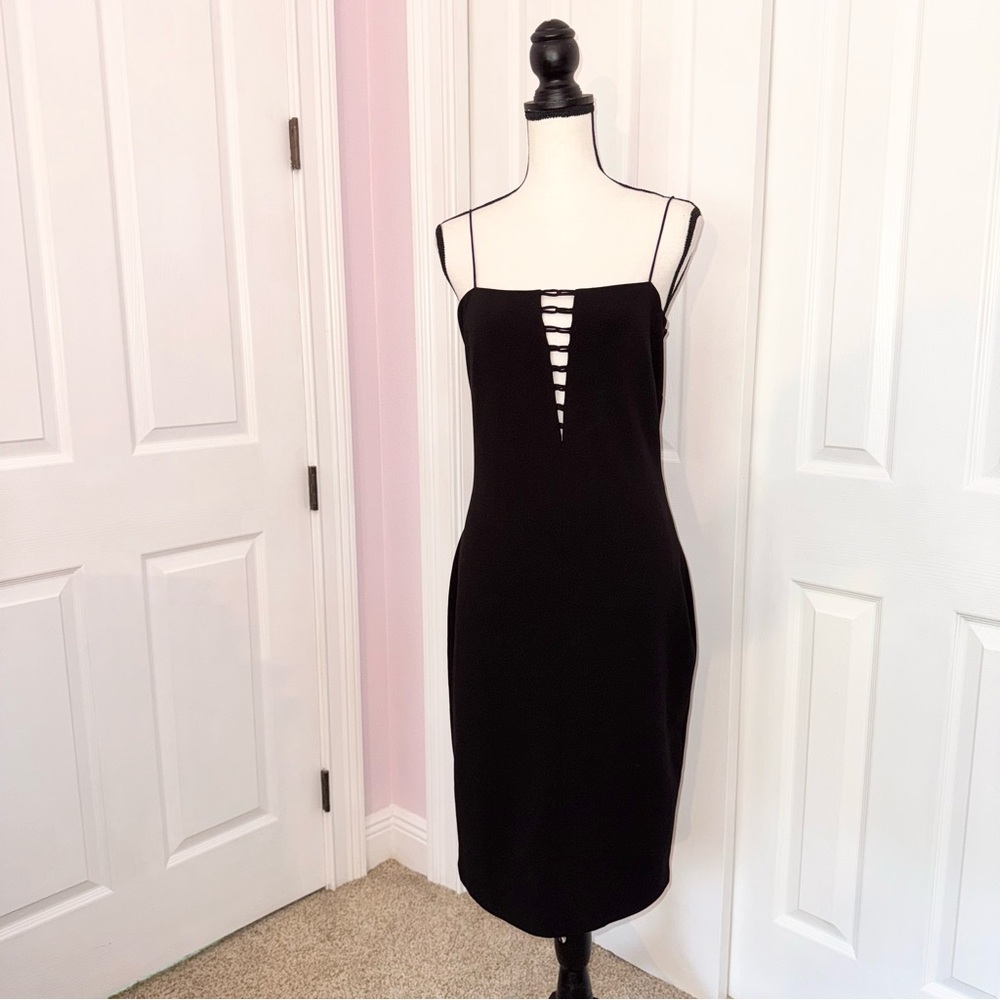 Express Spagetti Strap Elegant Black Fitted Dress Medium